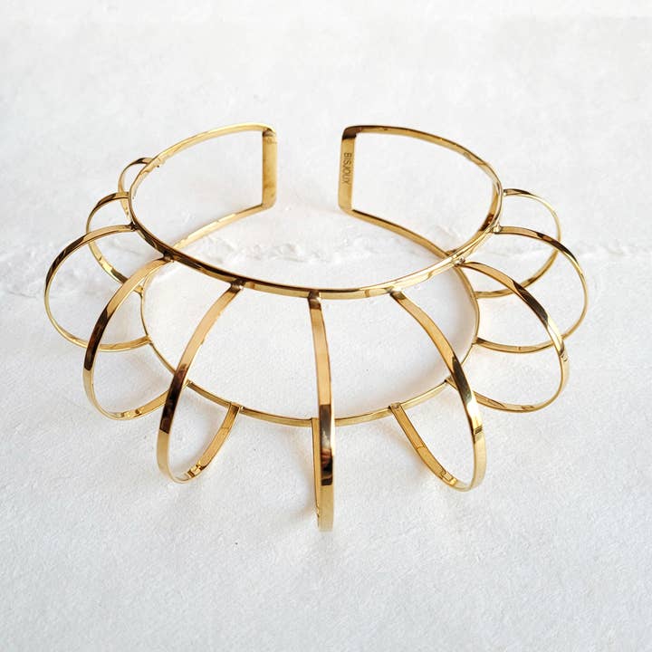 Brass Domed Caged Collar necklace for wholesale by Bisjoux