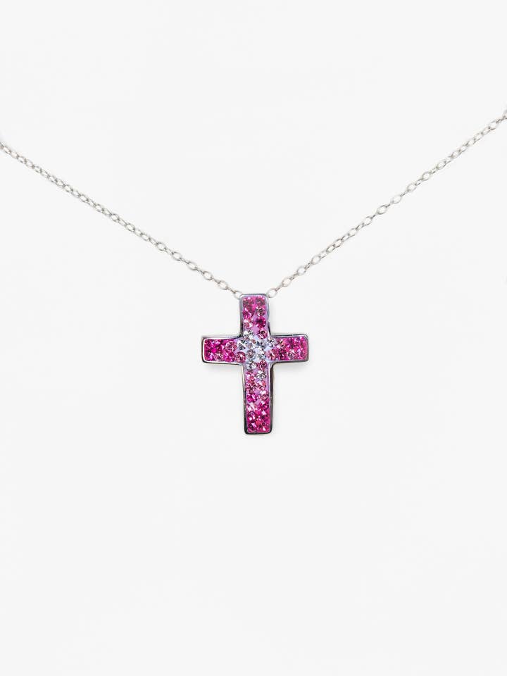 Crystal Ombre Cross Sterling Silver Necklace for wholesale by Annie and Sisters