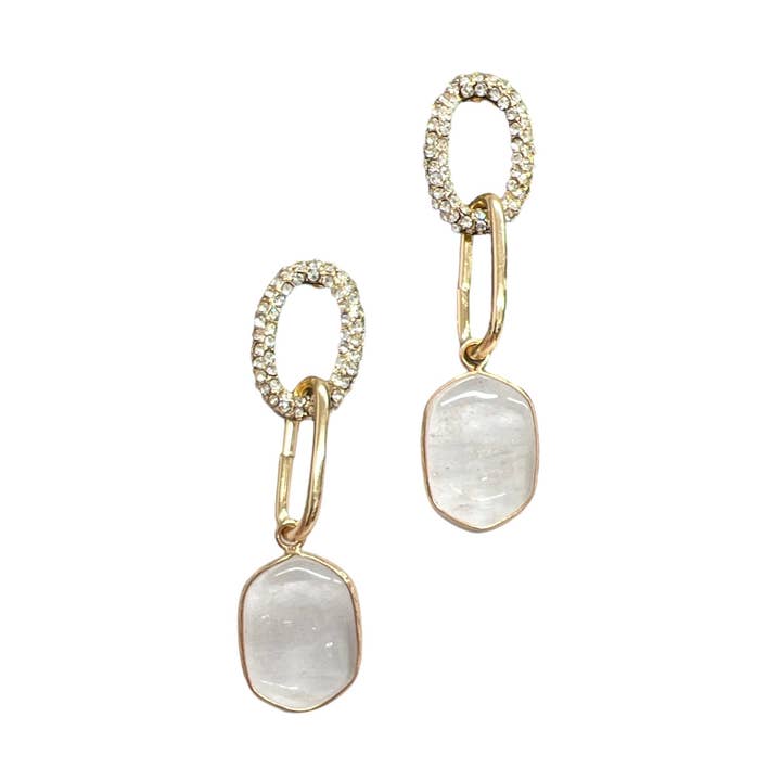 Diamond Gold Studded Chain Earrings for wholesale by BOPS WHOLESALE