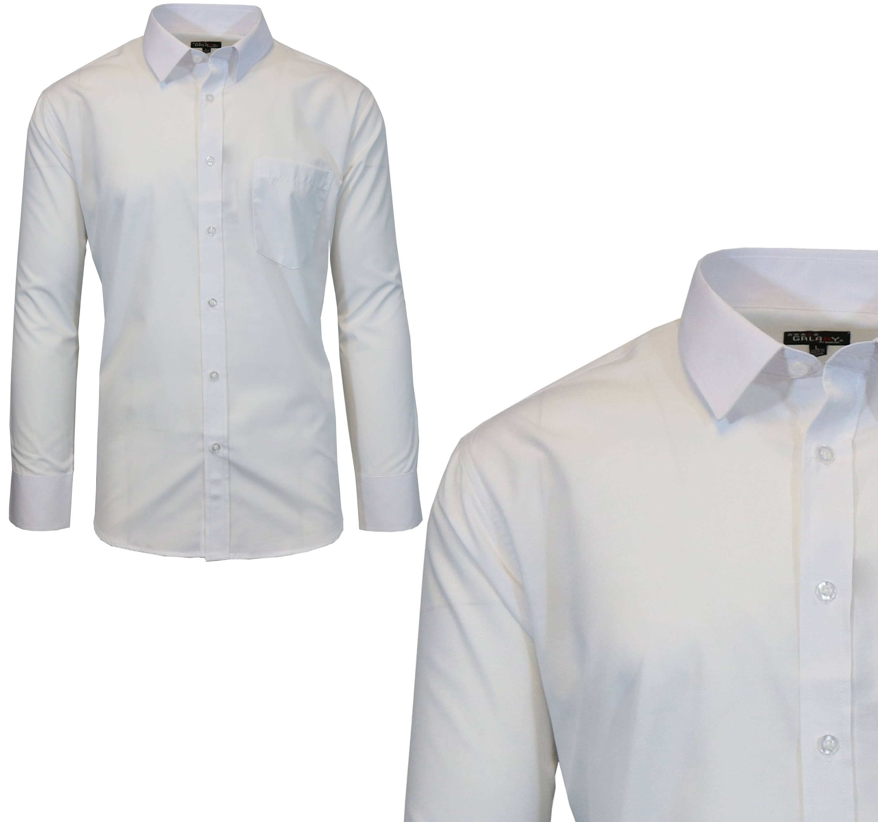 Blanc Chemise habillée blanche à manches longues pour homme Galaxy By Harvic en vente sur Faire2