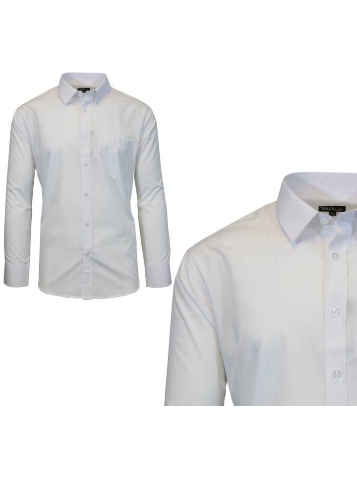 Galaxy By Harvic Men's Long Sleeve White Dress Shirt for wholesale on Faire2