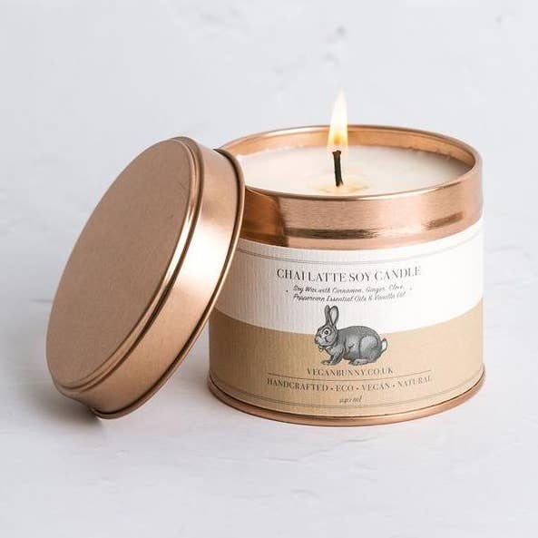 Chai Latte Soy Candle for wholesale by Veganbunny ltd