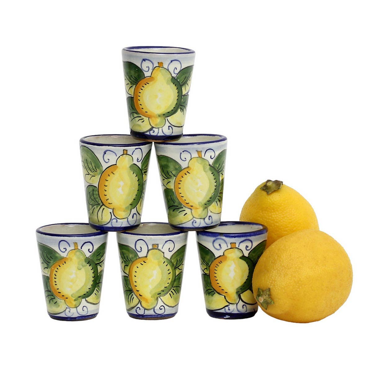 Artistica - Deruta of Italy - Wholesale Shot Glass - LIMONCELLO: Limoncello Shot Cups 2 Oz. (Set of six.)1