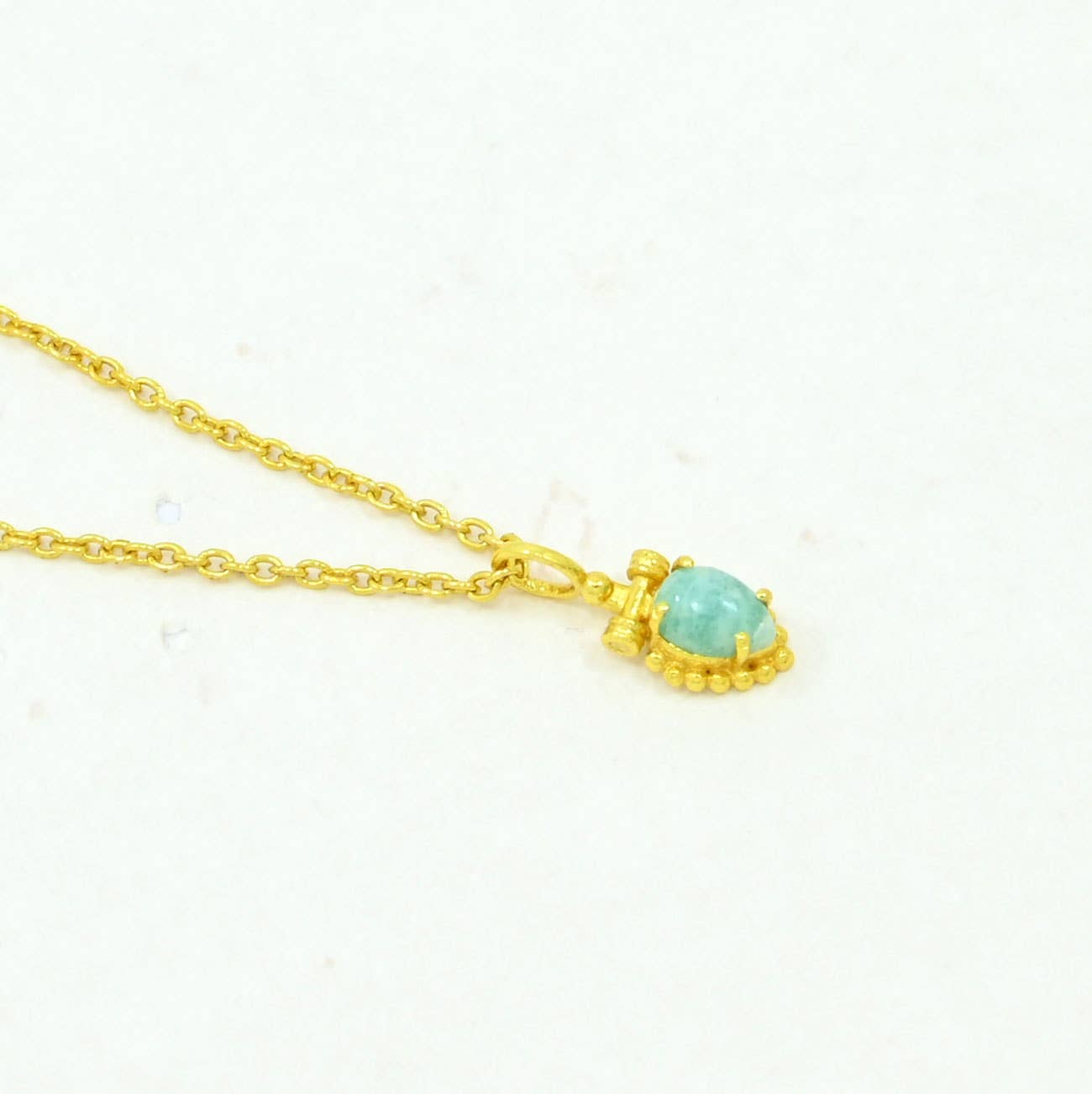Schmuckoo Berlin - Wholesale Pendant/Charm Necklace -  Boho Necklace Gold Plated Silver 925 - Amazonite1