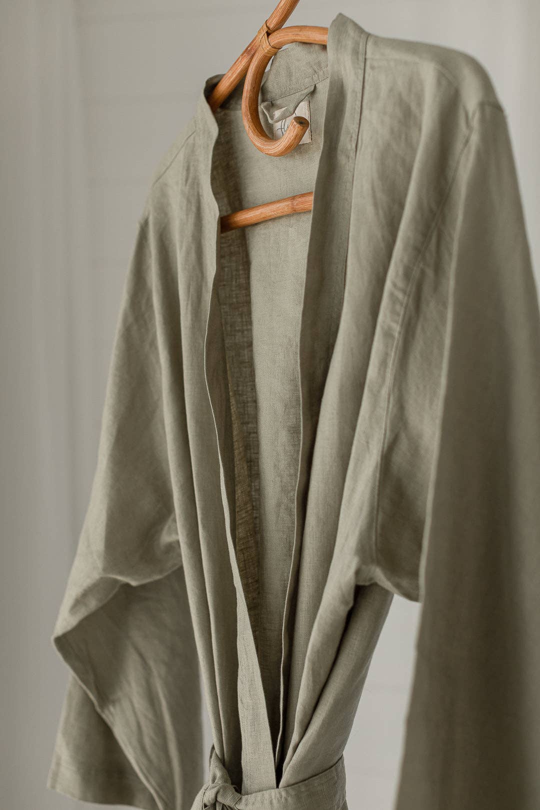 linen label - Wholesale Robe - Women's - Soft Sage - French Linen Robe Kimono, Pyjamas, Dressing Gown5