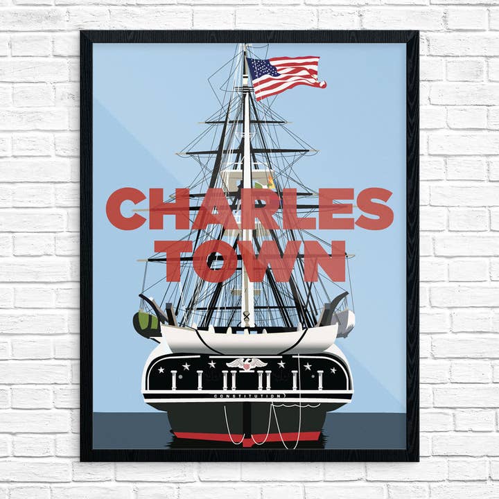 Stampa Charlestown USS Constitution 11 «x 14 per la vendita all'ingrosso da parte di Fridgedoor