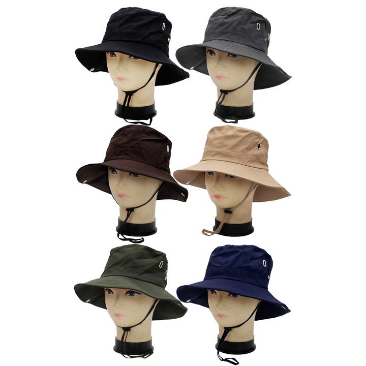 Cap Zone - Wholesale Bucket Hat - Unisex - Solid Polyester Fabric Fisherman Boonie Bucket Hat