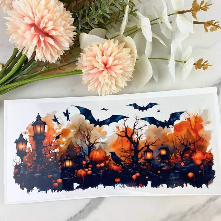 Halloween Scene | 16 oz UV DTF Wrap for wholesale by HKS Custom Designs