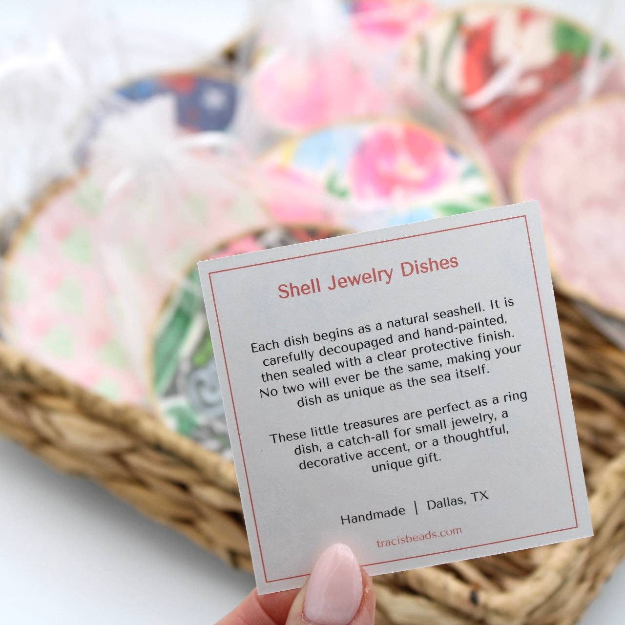 Traci's Beads - Wholesale Jewelry Dish - Sage Floral Shell2