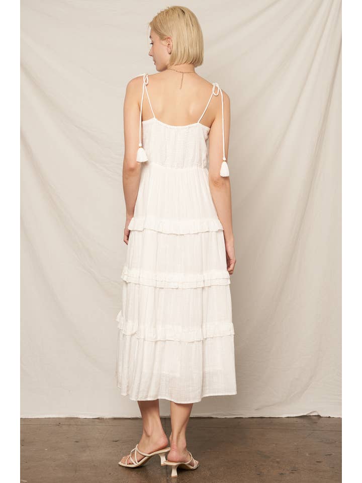 En Crème - Wholesale Dress - Women's - Tie Shoulder Embroidered Dress 4