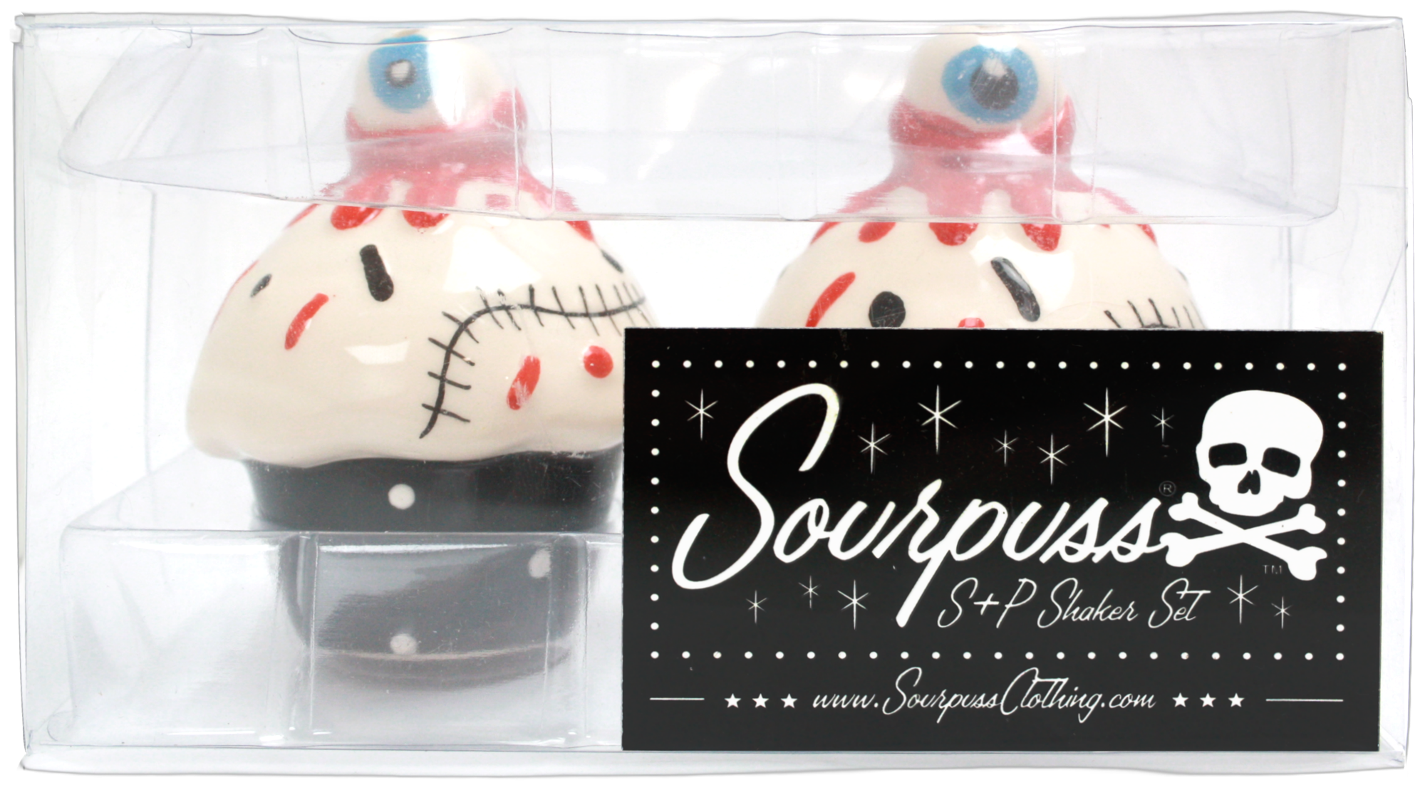 Square Deal Recordings & Supplies – Engroshandel Salt- og peberbøssesæt – Salt- og peberbøsser - Sourpuss - Blodig cupcake-horror1