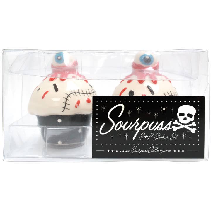 Square Deal Recordings & Supplies – Engroshandel Salt- og peberbøssesæt – Salt- og peberbøsser - Sourpuss - Blodig cupcake-horror1