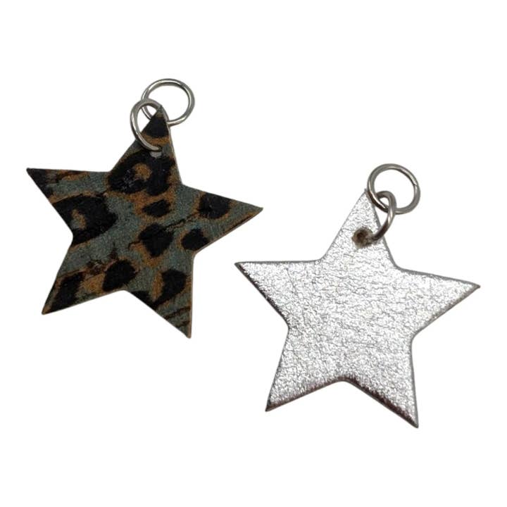 Silver and grey leopard mini star cork charms for wholesale by Trend Tonic Ltd
