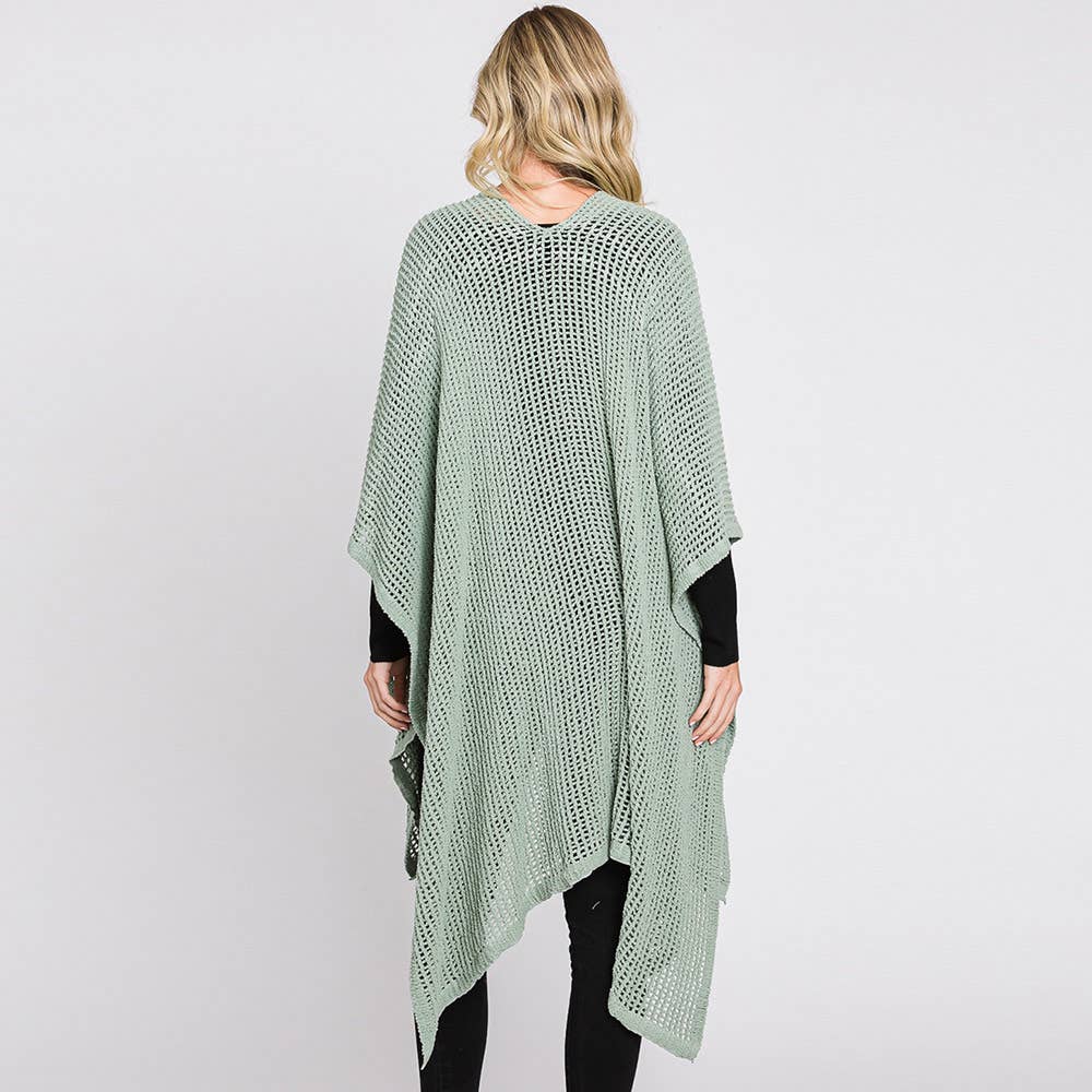 Sensibling Corp. – wholesale Poncho - Dam – Solid Chenille Virkad Ruana Poncho31