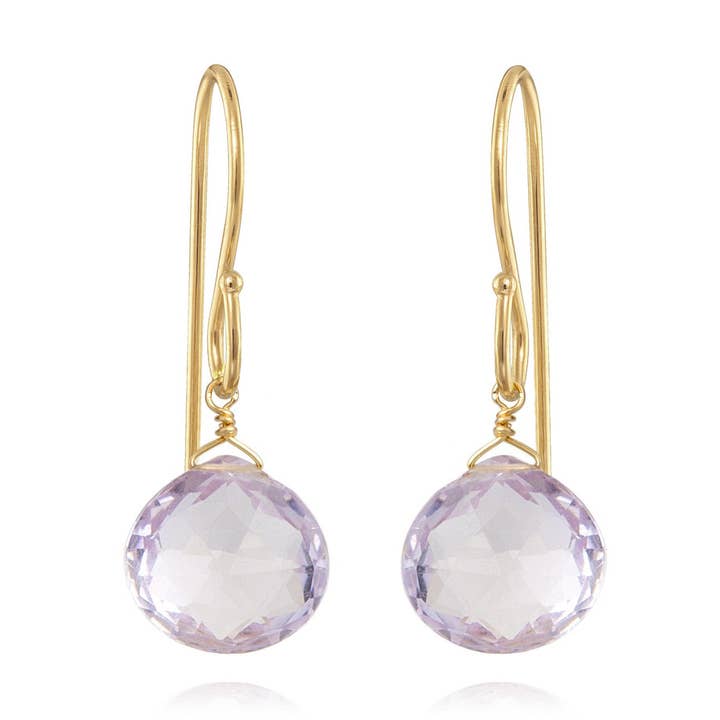 Briolette Dinglar-Rosa Ametist för wholesale av Amelia Rose Jewelry