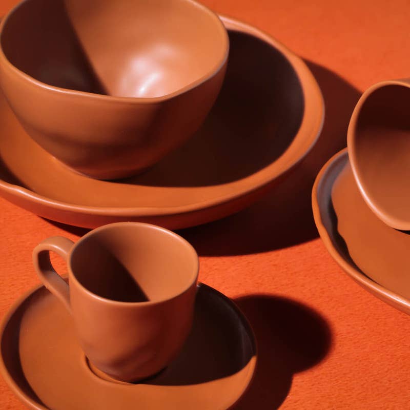 Brown Organic Expresso coffee cup and Saucer 4.06 Oz Terracotta for wholesale on Faire1