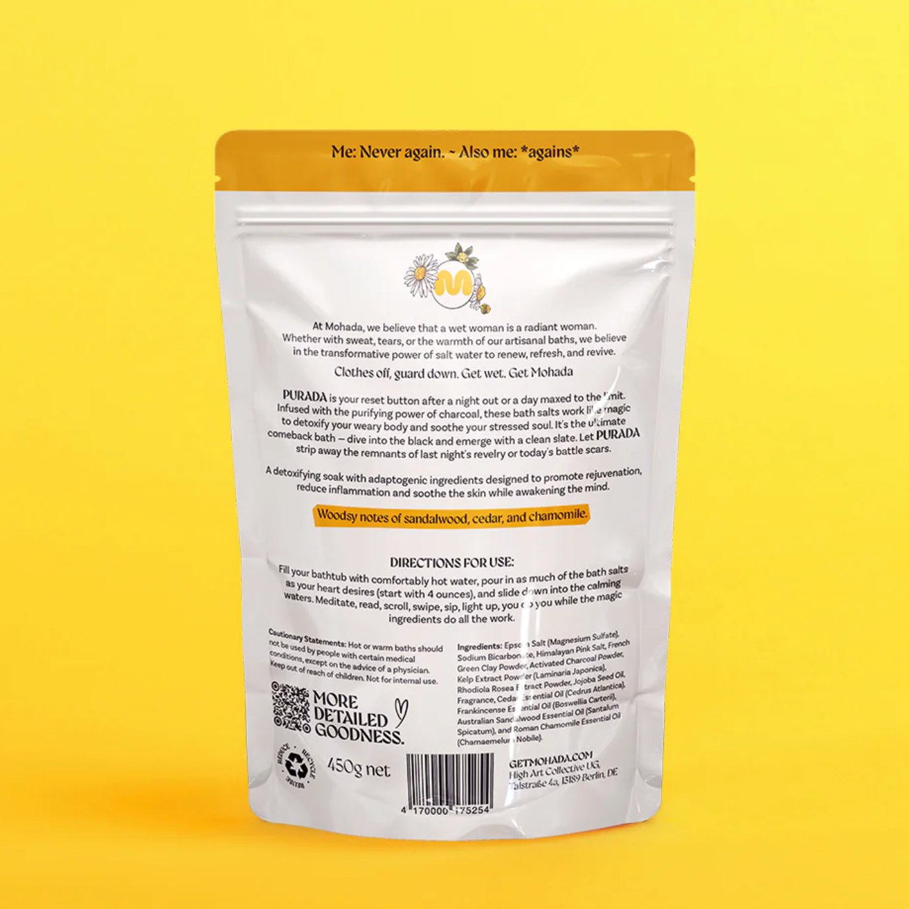 MOHADA - Venta al por mayor Sales de baño - Sales de Baño Desintoxicantes Profundas con Adaptógenos Regalo de Spa para Autocuidado 450g / 16oz5