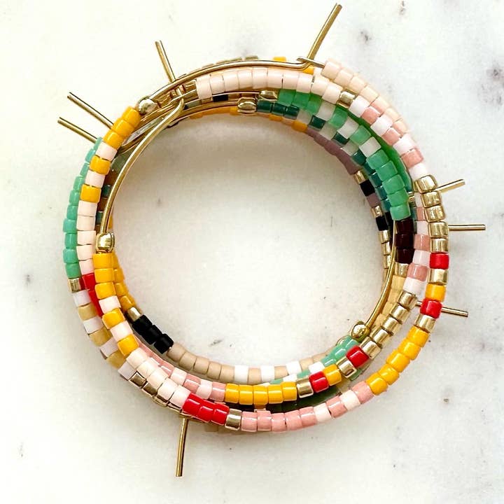 Ocean Breakup – wholesale Hoop earrings – Bright Beaded Gold Hoops Earrings1