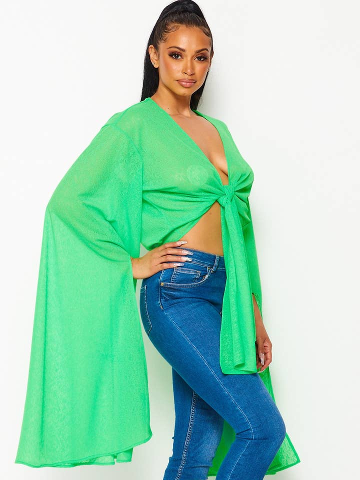 Hot & Delicious - Vente Chemisier – femme - Crop Top noué devant Kristina (HDT28945)