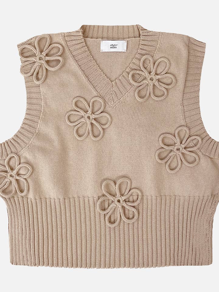 Gilet a fiori - cotone oatmeal L per la vendita all'ingrosso da parte di Studio Selles