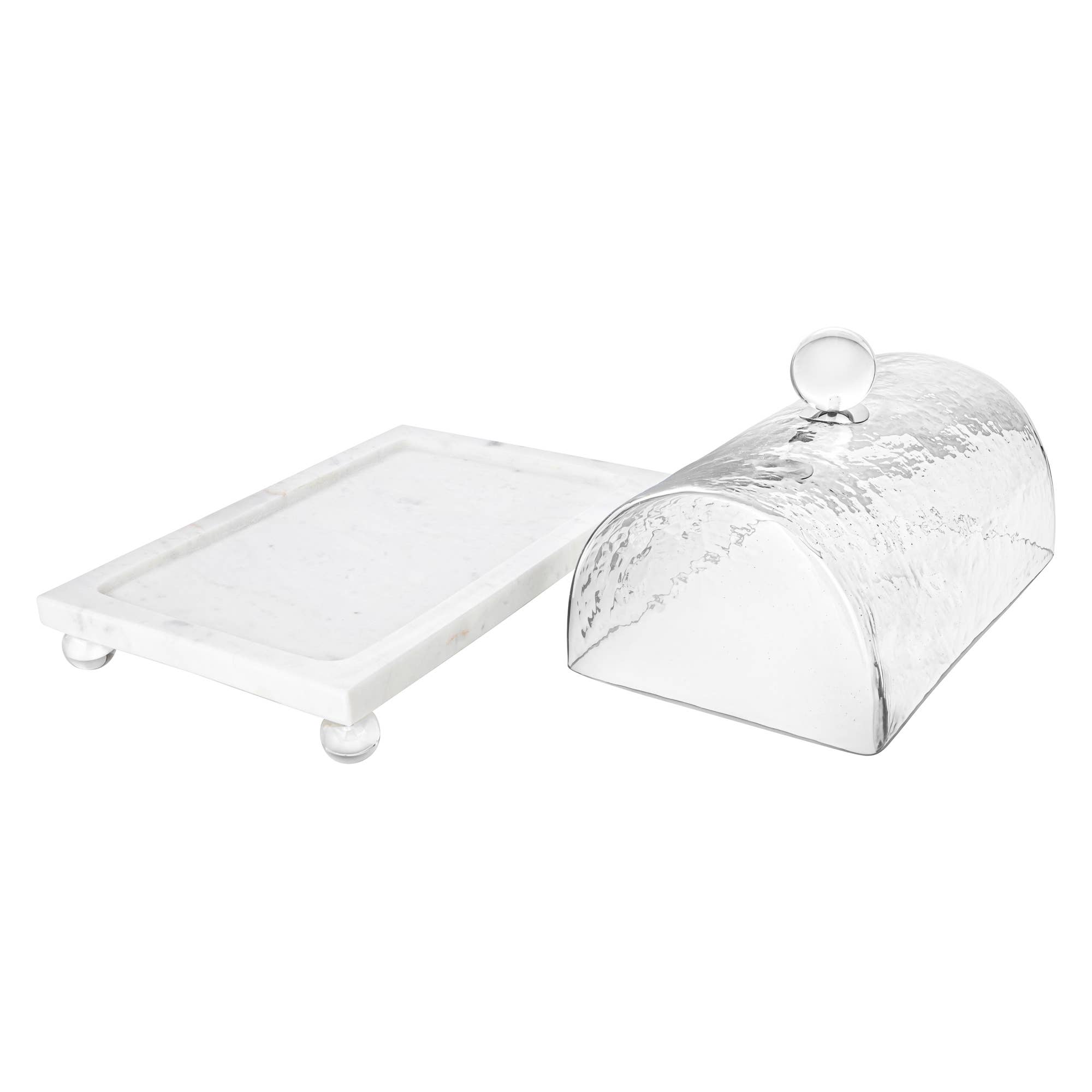 CLASSIC TOUCH DECOR INC. - Wholesale Cake Stand - Marble Cake Plater with Glass Cover and Ball Knob - 10.4"L3