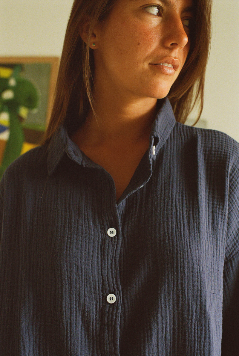 Nénés – wholesale Tröja med knappar – Dam – Mimosa-skjorta - Blå2