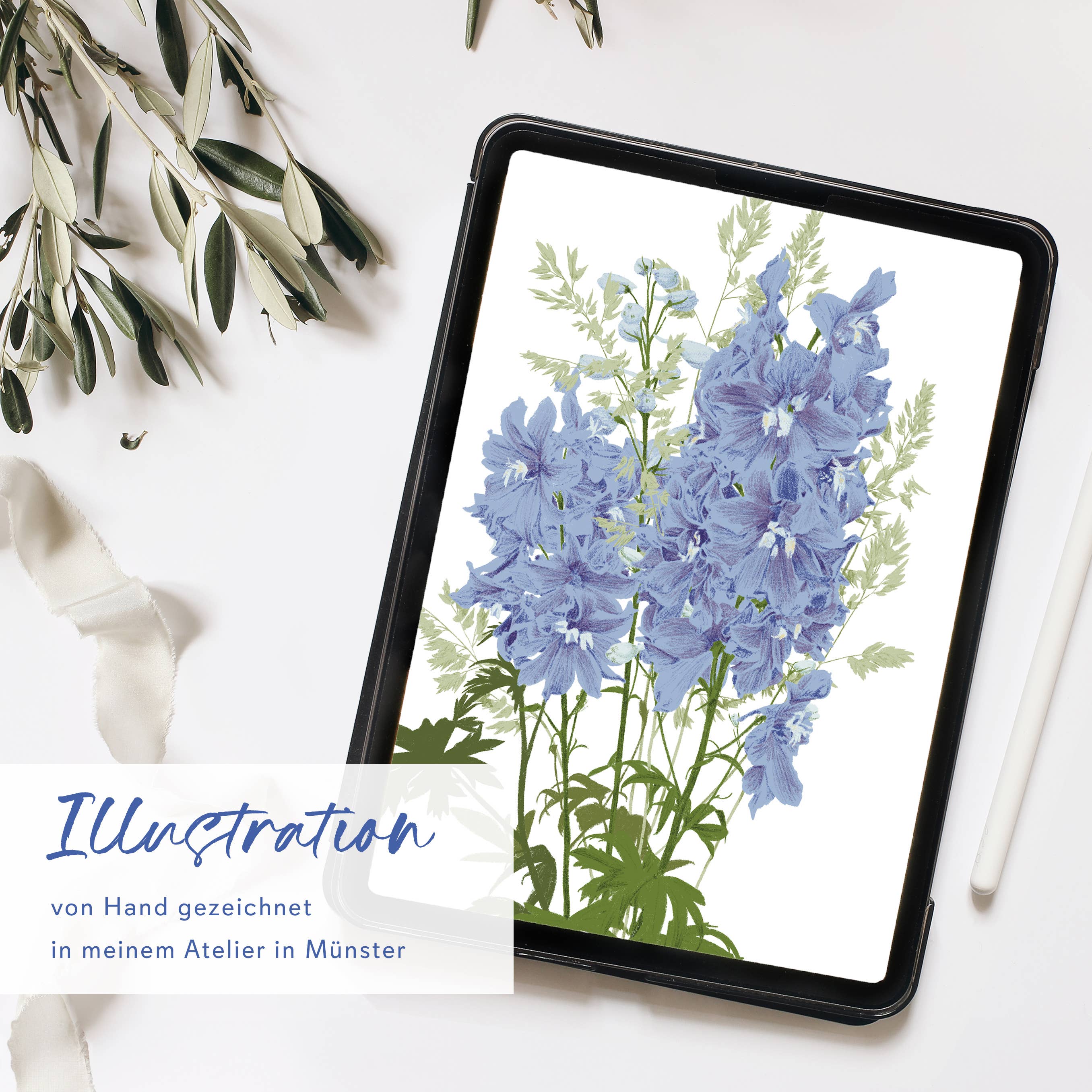 Wildblumen Atelier - Wholesale Congratulations Card - Greeting card congratulations blue flowers, with envelope, FSC2