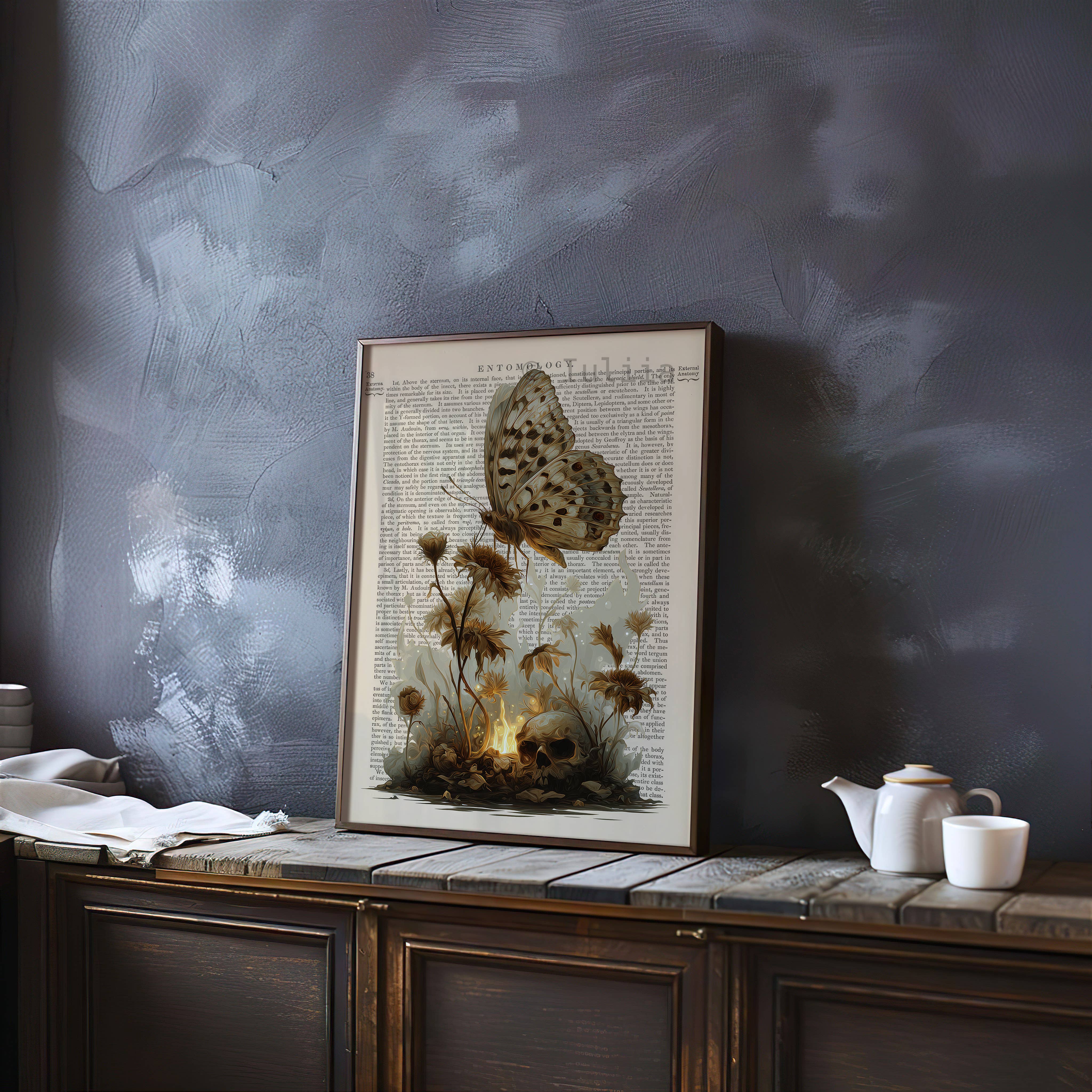 IuliiaArtPrints - Wholesale Art Print - Gothic Botanical Skull Print – Vintage Entomology Wall Decor5