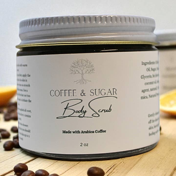 Kaffe Pisket Sukker Scrubs, Skummende Sukker Scrubs, 2 OZ for engroshandel hos AmaliaMade