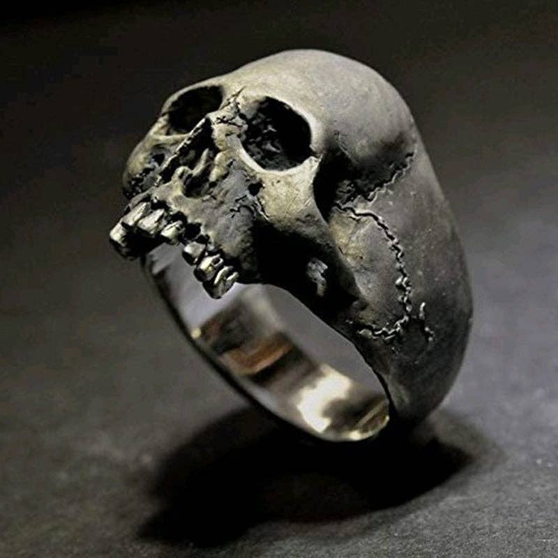 Tourtiwi - Wholesale Cocktail/Statement Ring - Retro Skull Punk Style Men's Ring2