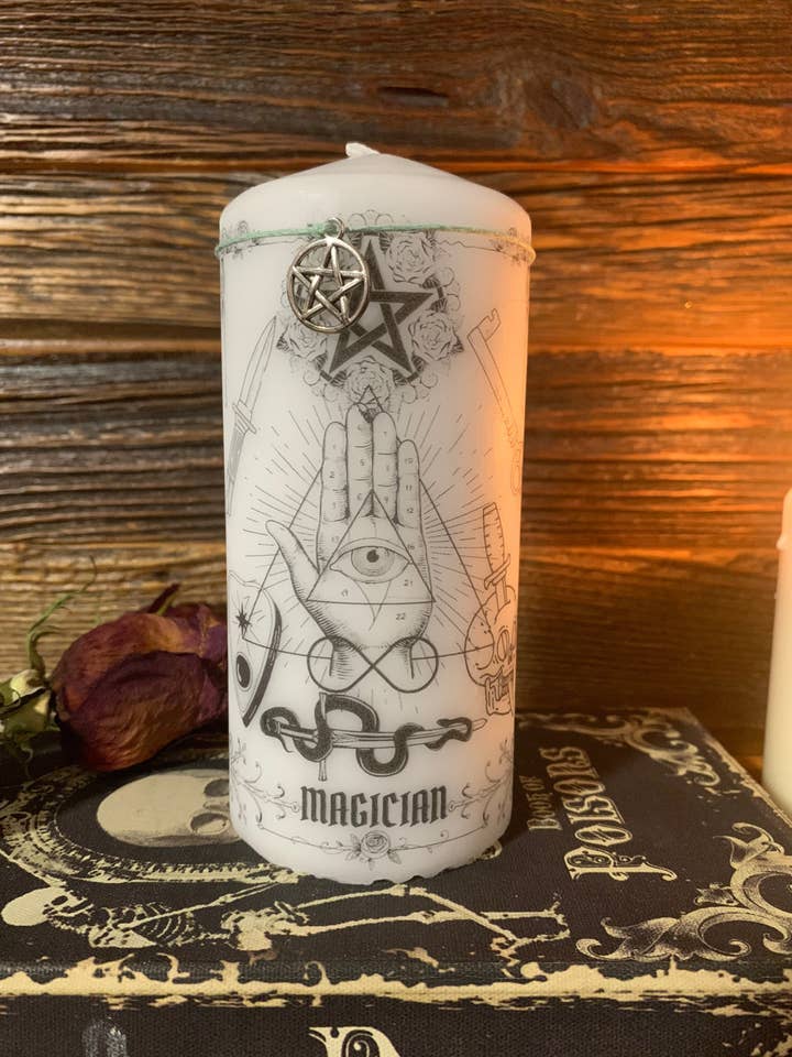 The Magician Tarot Card Decor Candle for wholesale by Krimson Canvas