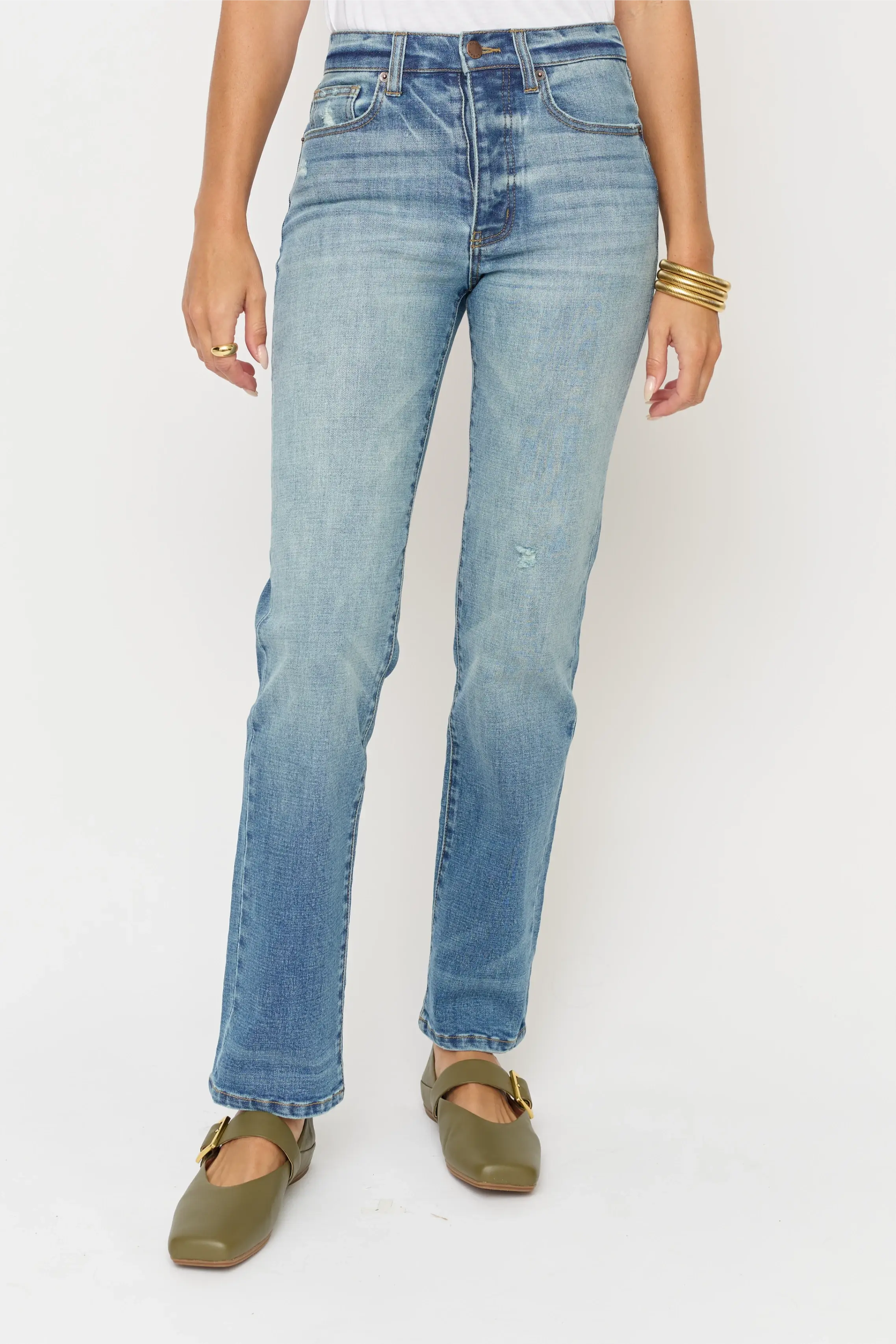 Oliver Logan - Wholesale Jeans - Women's - Mulberry High Rise Straight Leg Jean, Classic Blue 11