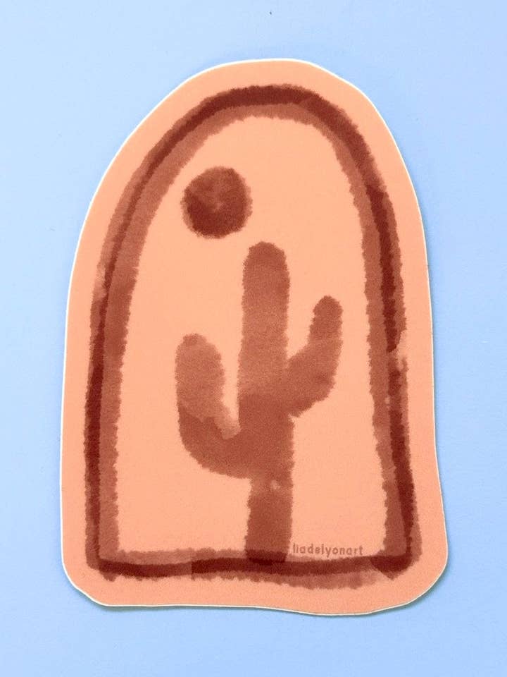 Minimalistischer Kaktus-Vinylaufkleber, 3 x 2,1 Zoll. für den Großhandel von liadelyonart