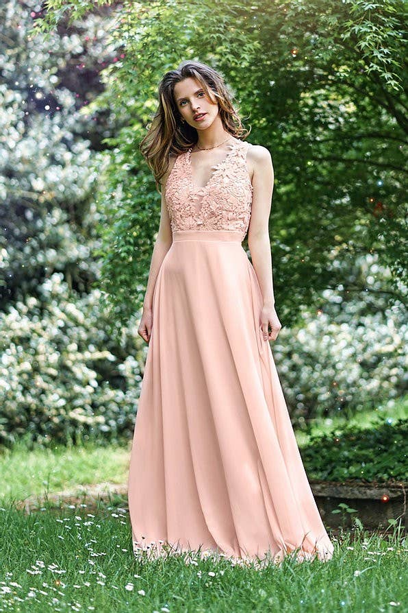 Eva & Lola - Epsilonn – Großhandel Abendkleid – Damen – Langes trägerloses Kleid mit Spitze - R13600