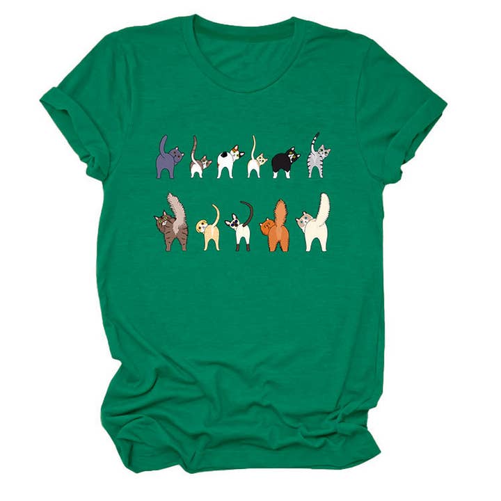 ACCITY - Wholesale T-Shirt (Graphic) - Unisex - Cute Cat Graphic Tee – 11 Cats Turn Around_CWTTS149519