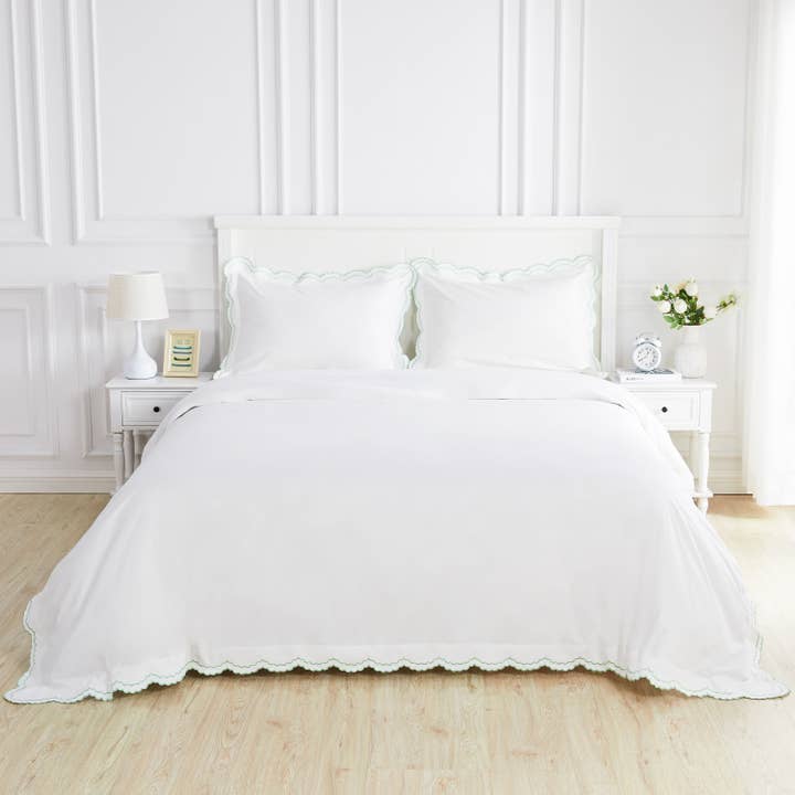 Mélange Home - Wholesale Duvet Cover - Double Scallop Embroidered Cotton Percale Duvet Cover Set17