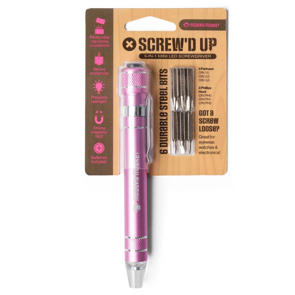 DM Merchandising - Wholesale Handy Tool -  Modern Monkey® Screw’d Up 6-in-1 Mini LED Screwdriver6
