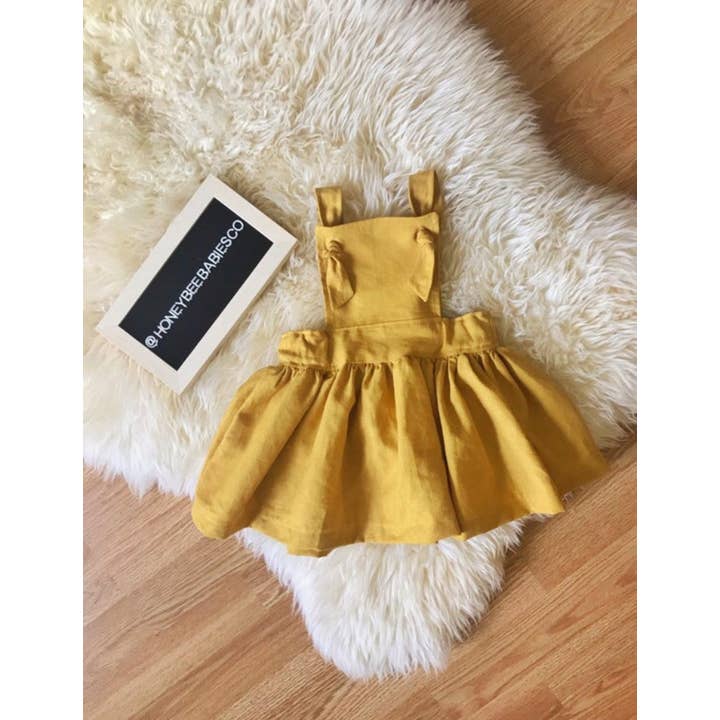 Honey Bee Babies Co - Vente Robe – enfant - Robe Pinafore en lin - Tailles pour bébé, tout-petit et fille