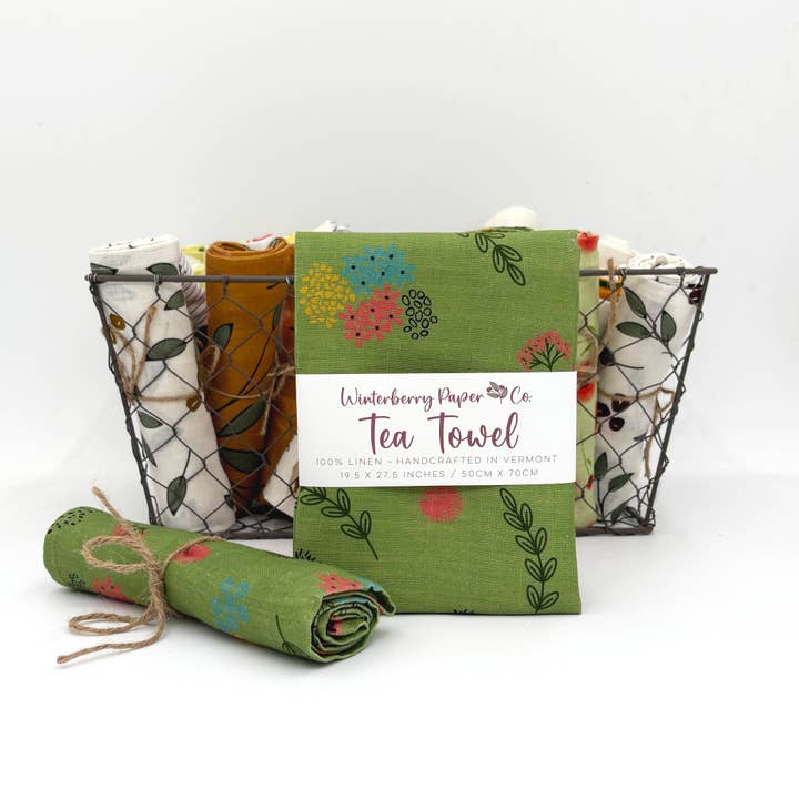 Simple Florals Tea Towel for wholesale by Winterberry Paper Co.