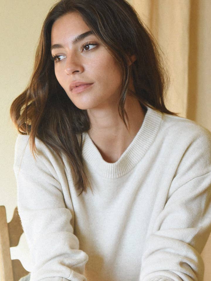 The Cashmere Malaya Crew Neck // Moon for wholesale by Beachwood The Label