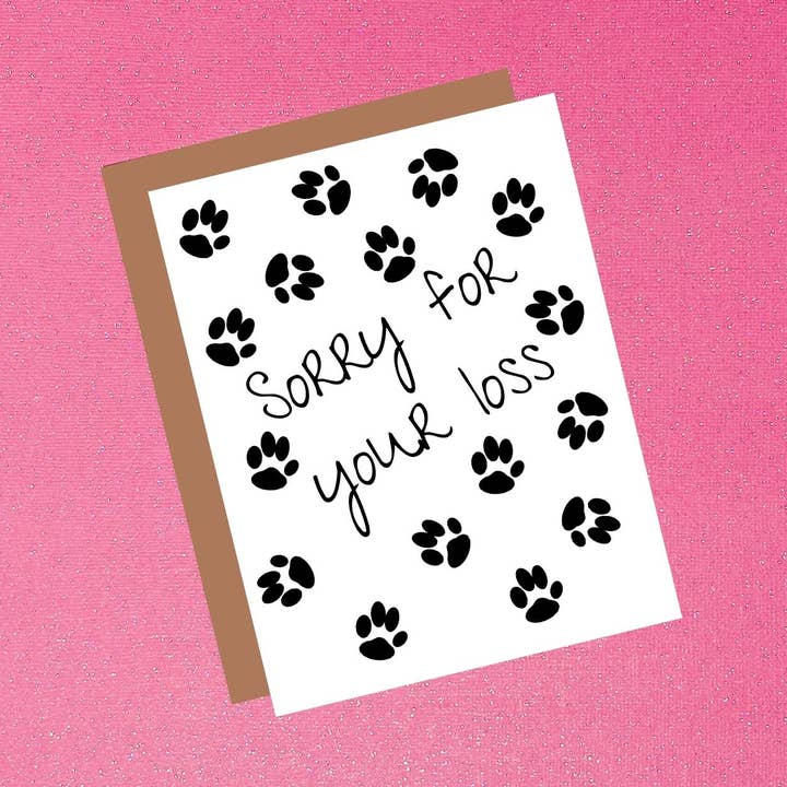 Desculpe pela sua perda Paw Print Card, Pet LosS Animal Sympathy por atacado de Tiffany Ascensio Designs | Watercolor Greeting Cards