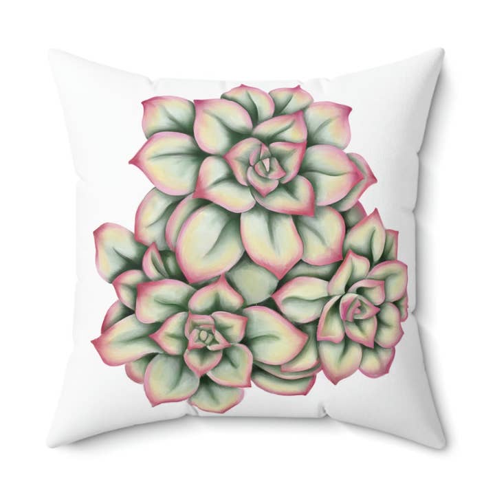 Kiwi Succulent Polyester Square Pillow for wholesale by Art By: Julianna McPherson
