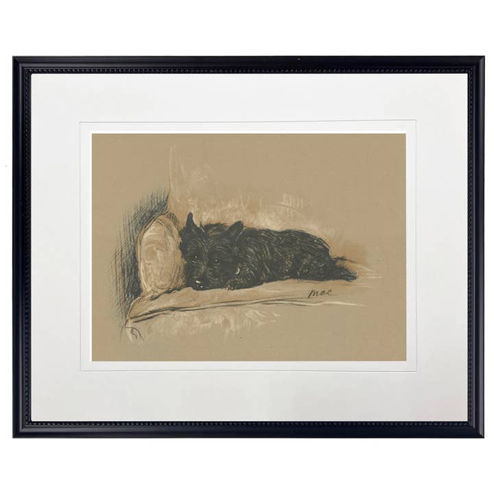 Dog sketch D on brown background for wholesale by Antique Curiosities Inc