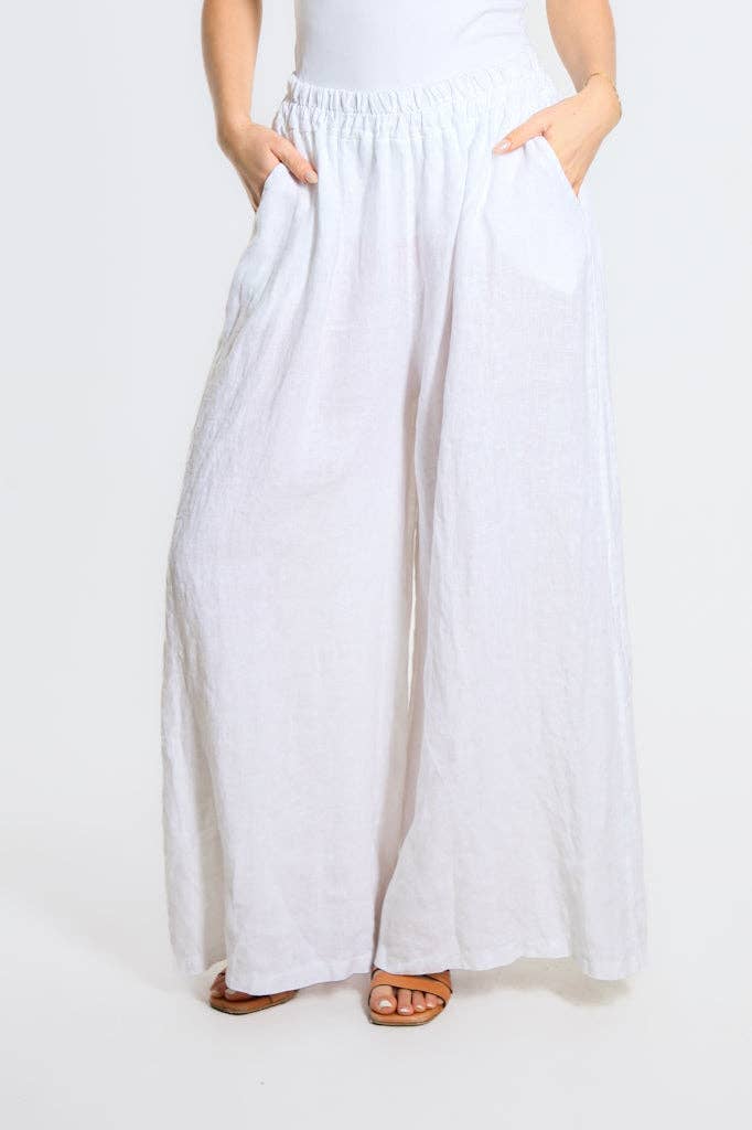 TINA Stephens Italy/Tees By Tina - Vente Pantalon – femme - Pantalon large en lin Angelena (PL187)8