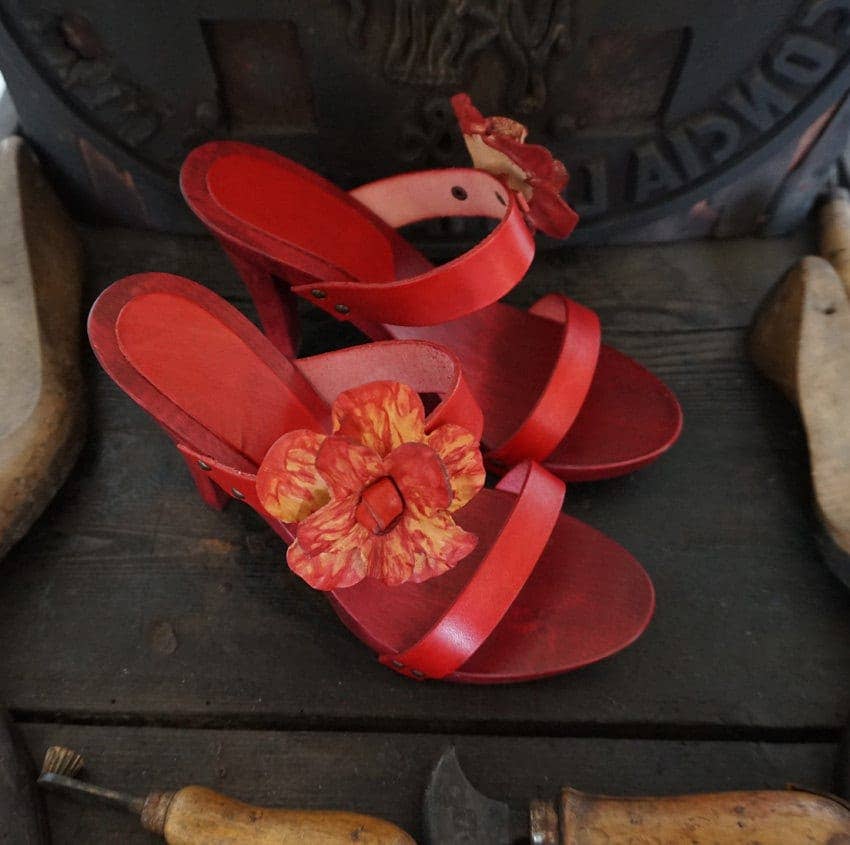 Mario Doni - Wholesale High Heels - Women's - Women's Clog in Vegetable-Tanned Leather, Wooden Clogs Heel #32