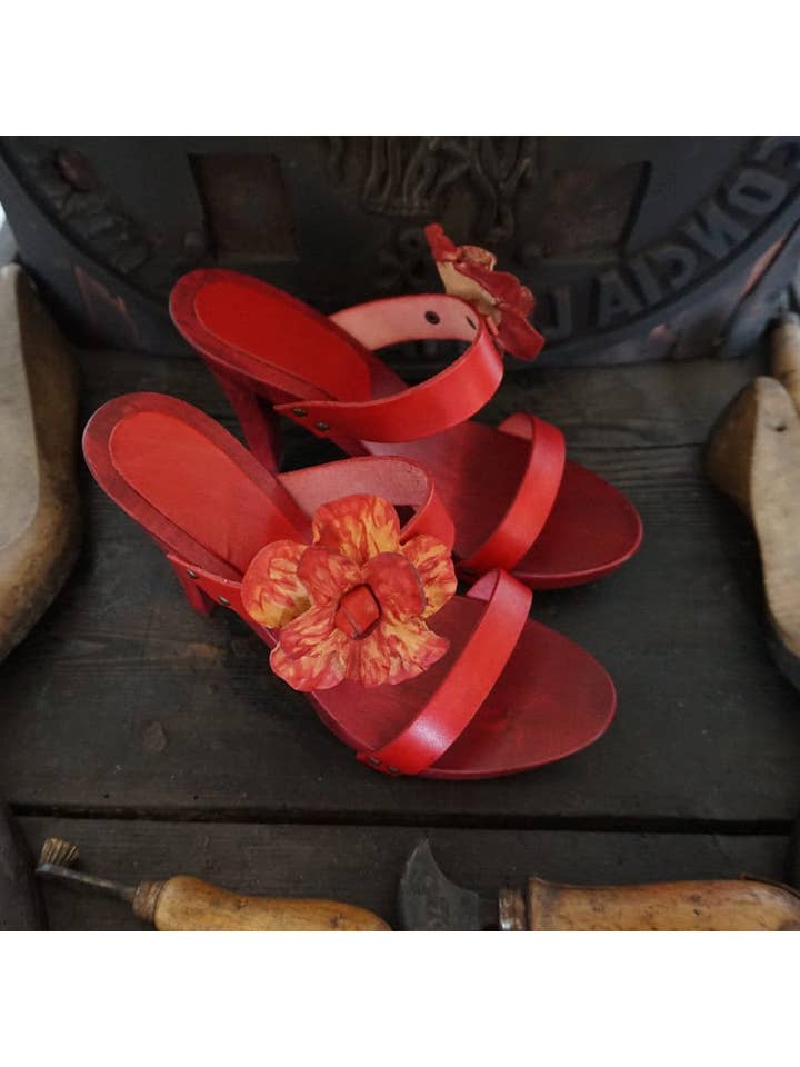 Mario Doni - Wholesale High Heels - Women's - Women's Clog in Vegetable-Tanned Leather, Wooden Clogs Heel #32