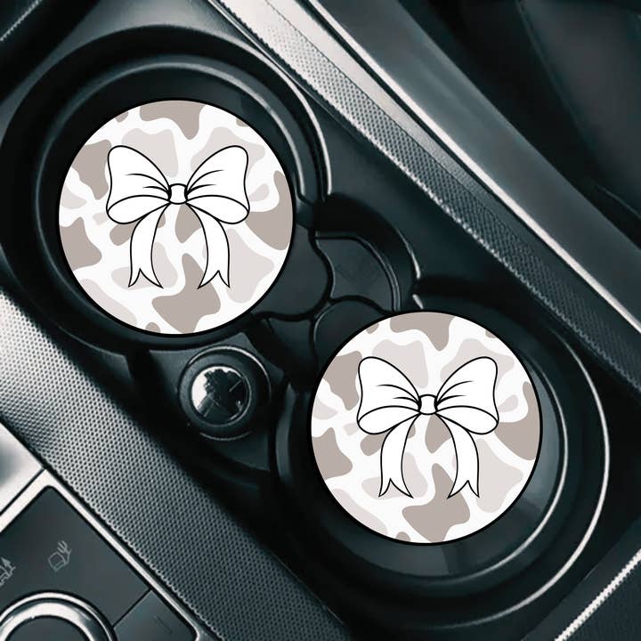 Ghost Camo Bow Car Coasters for wholesale by Twisted N Turquoise