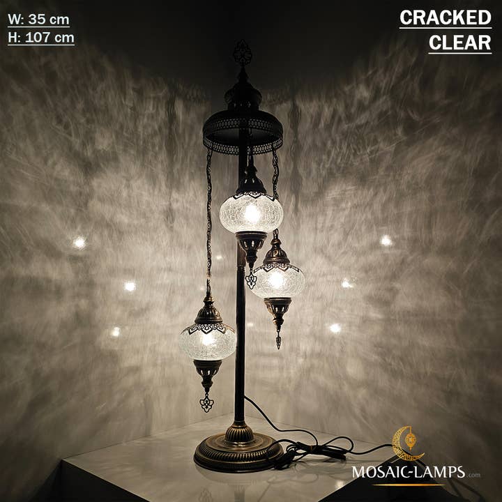Mosaic Lamps - Wholesale Floor Lamp - 3-Globe Ottoman Turkish Crackle Glass Floor Lamp
