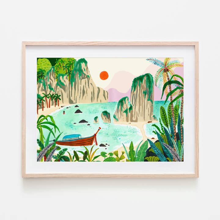 Thai Islands Sunset Travel Art Print - Unframed for wholesale by Amber Davenport Art