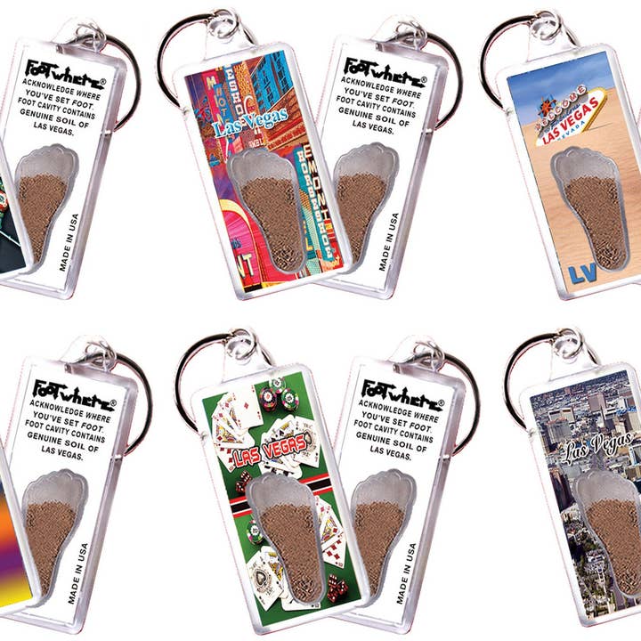 Porte-clés souvenir FootWhere® de Las Vegas. 72 pièces/6 styles assortis. pour la vente par FootWhere- USA Group, Inc.